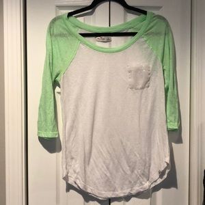 Three Quarter Length Green and White Shirt Size L